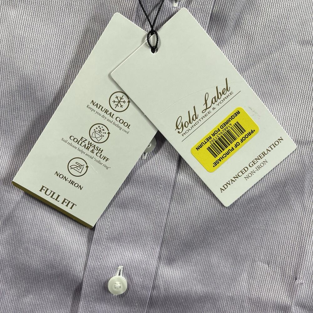 Roundtree Yorke Gold Label Shirt Mens 16.5 34 NWT Non Iron Cotton Dobby Dress - Picture 3 of 9